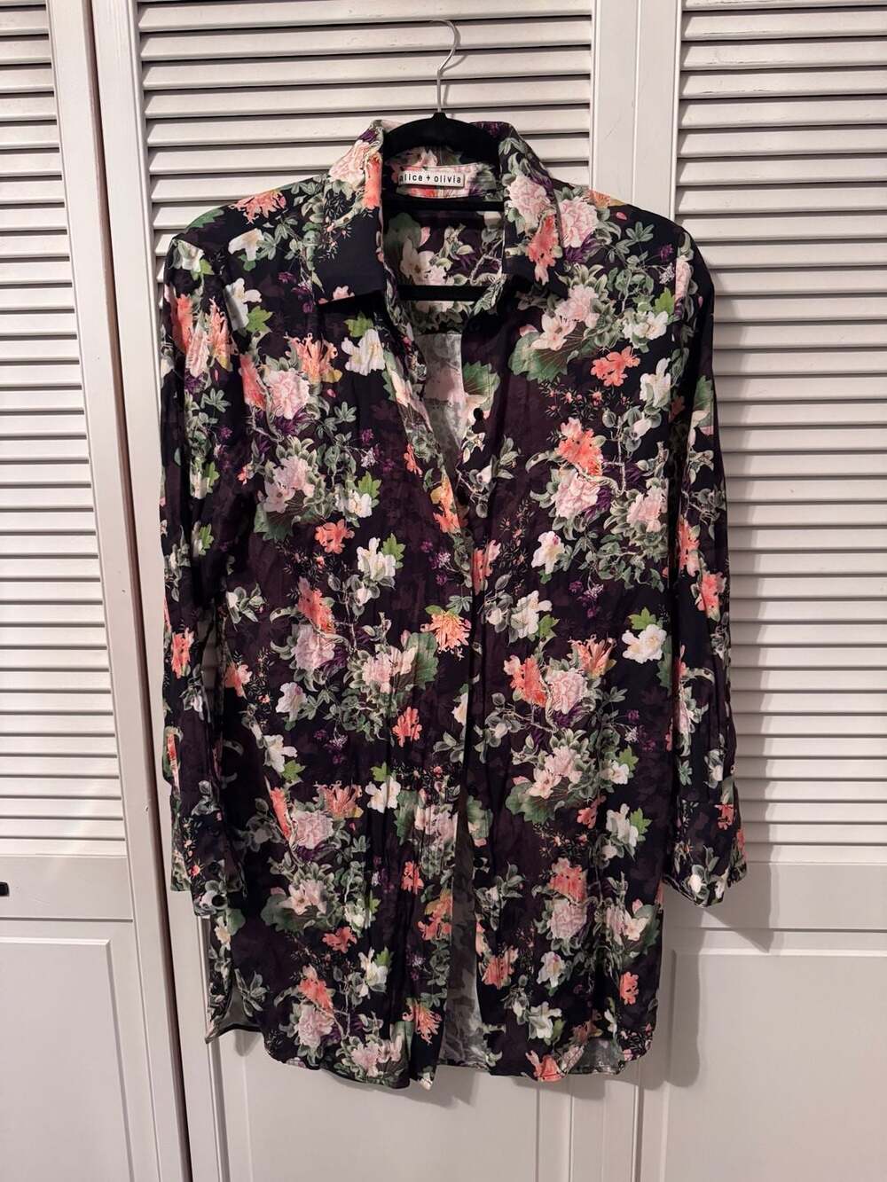 Alice + Olivia Floral Print Button Down Shirt Dress Size M